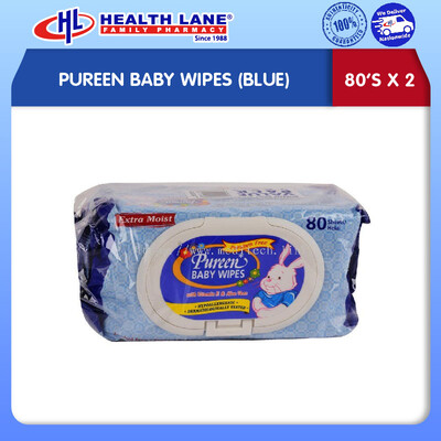 PUREEN BABY WIPES (BLUE) 80'Sx2